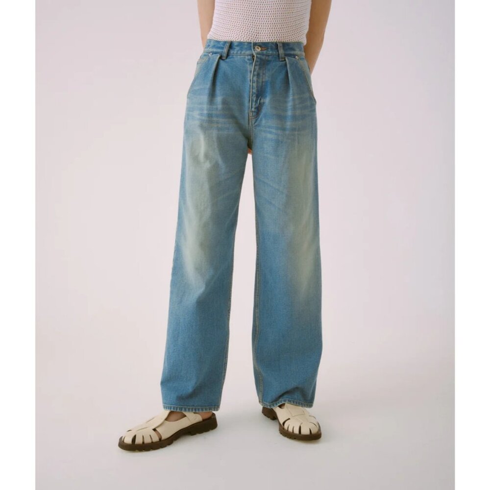Sayaka Davis Mid Weight Tucked Wide-leg Denim in Light Blue XXS